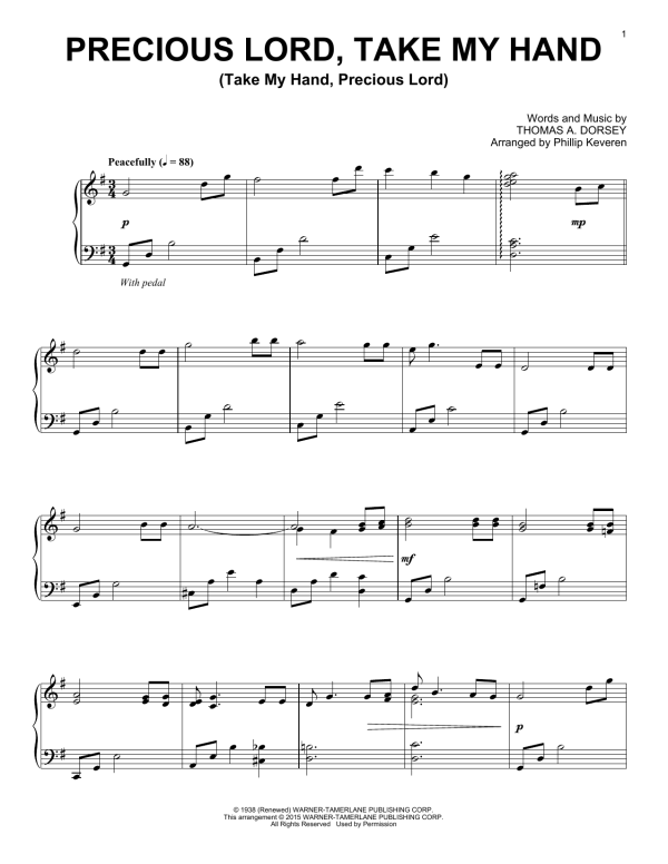 Thomas A. Dorsey Precious Lord, Take My Hand (Take My Hand, Precious Lord) (arr. Phillip Keveren) Musik Noten - Piano Solo - 162385-0