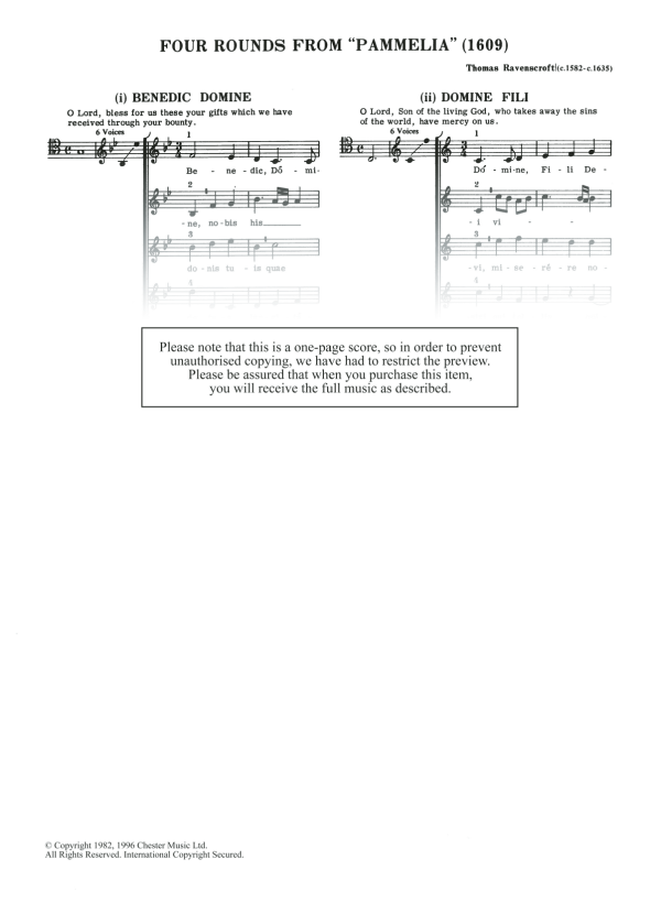 Thomas Ravenscroft Four Rounds From "Pammelia" Musik Noten - SATB Choir - 122093-0