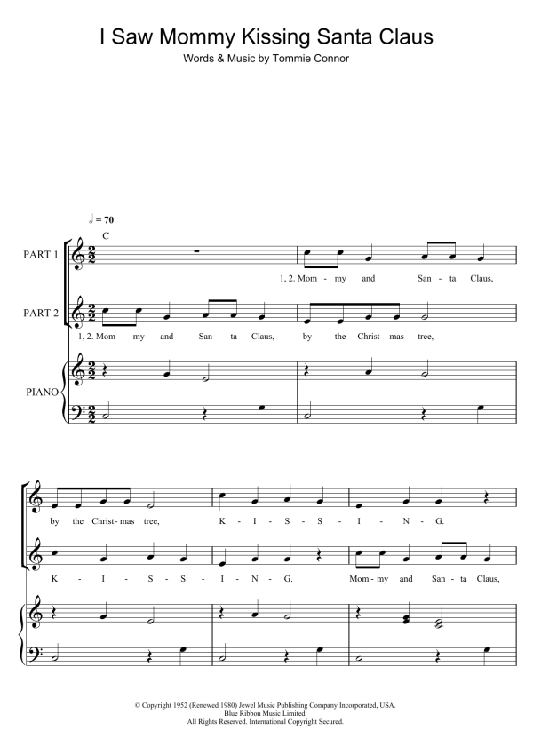 Tommie Connor I Saw Mommy Kissing Santa Claus (arr. Rick Hein) Musik Noten - 2-Part Choir - 39477-0