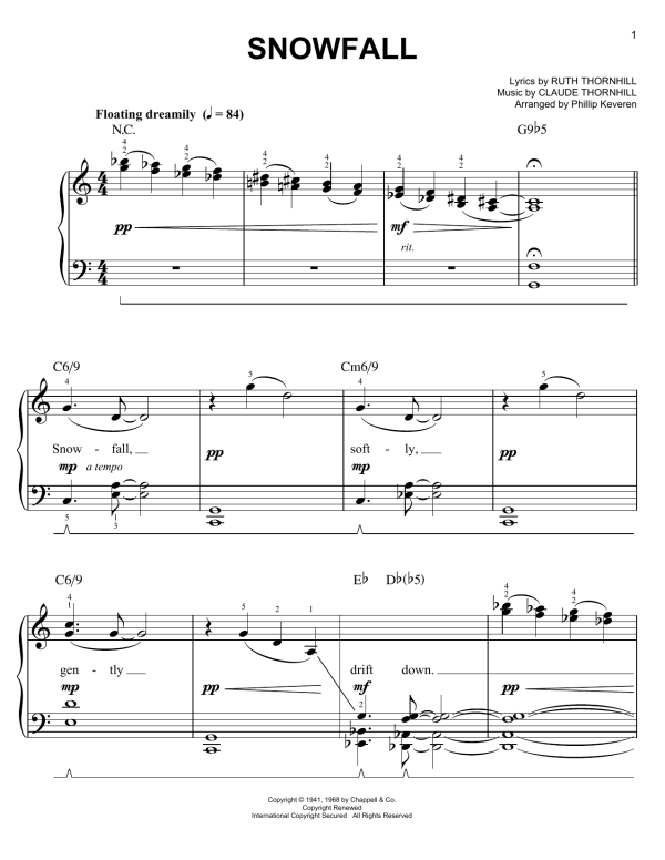 Tony Bennett Snowfall [Jazz version] (arr. Phillip Keveren) Musik Noten - Easy Piano - 75743-0