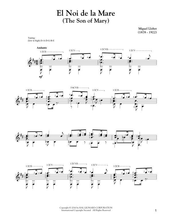 Traditional Catalan Carol El Noi De La Mare (The Son Of Mary) Musik Noten - Solo Guitar - 163569-0