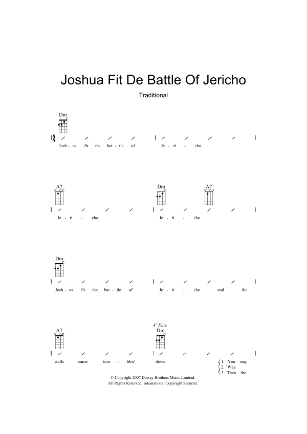 Traditional Joshua Fit De Battle Of Jericho Musik Noten - Ukulele Chords/Lyrics - 39499-0