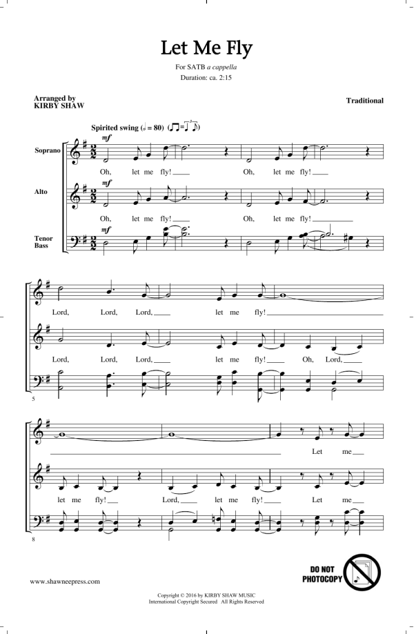 Traditional Let Me Fly (arr. Kirby Shaw) Musik Noten - SATB Choir - 177001-0