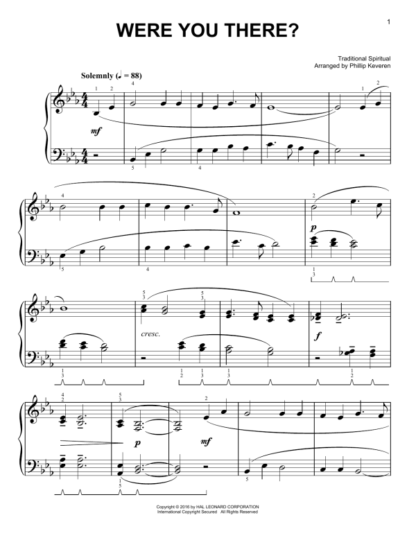 Traditional Spiritual Were You There? [Classical version] (arr. Phillip Keveren) Musik Noten - Easy Piano - 171918-0