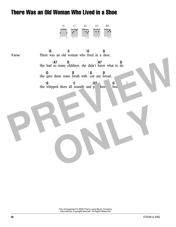 Traditional There Was An Old Woman Who Lived In A Shoe Musik Noten - Guitar Chords/Lyrics - 162615-0
