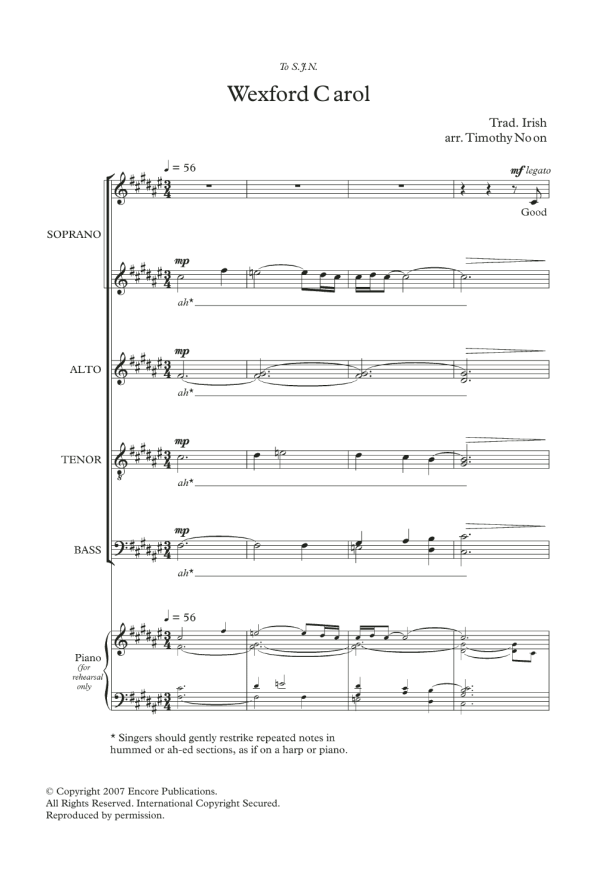 Traditional Wexford Carol (arr. Timothy Noon) Musik Noten - SATB Choir - 119950-0