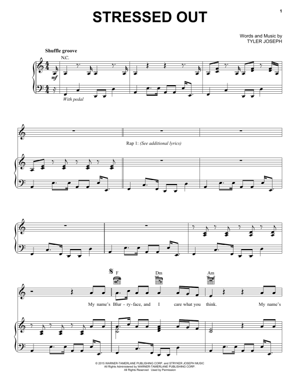 Twenty One Pilots Stressed Out Musik Noten - Solo Guitar - 170125-0
