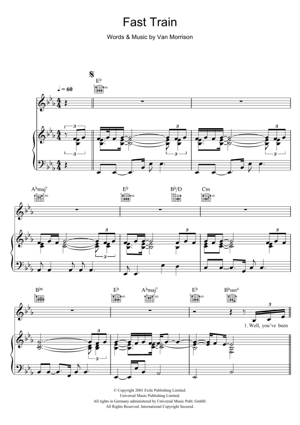 Van Morrison Fast Train Musik Noten - Piano, Vocal & Guitar Chords - 103710-0