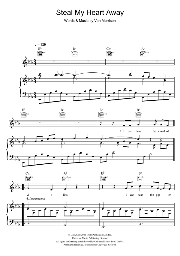 Van Morrison Steal My Heart Away Musik Noten - Piano, Vocal & Guitar Chords - 103794-0