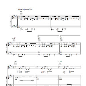 Vanessa Carlton Sway Musik Noten - Piano, Vocal & Guitar Chords - 115111-0