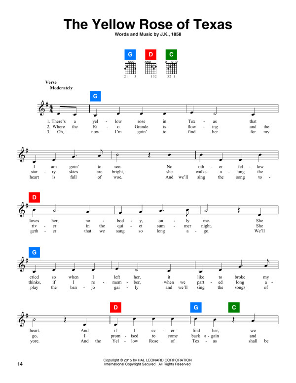Various The Yellow Rose Of Texas Musik Noten - ChordBuddy - 166191-0