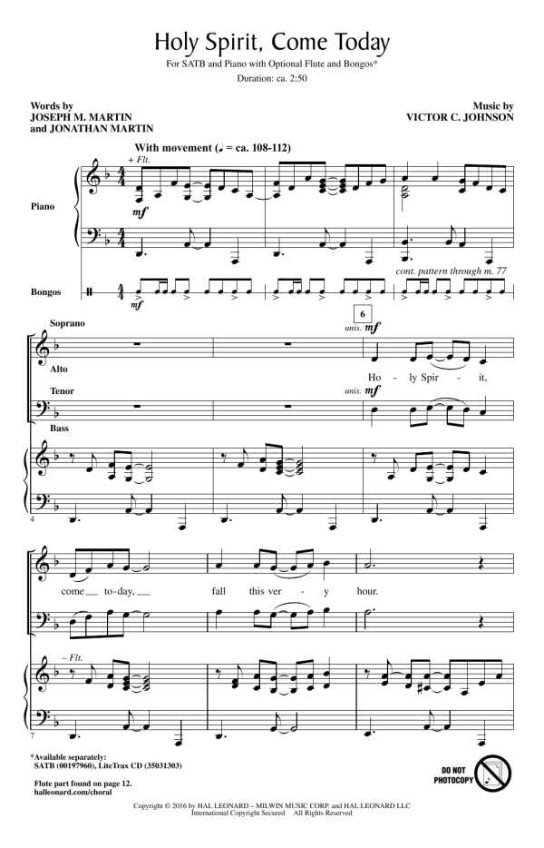 Victor C. Johnson Holy Spirit, Come Today Musik Noten - SATB Choir - 175459-0