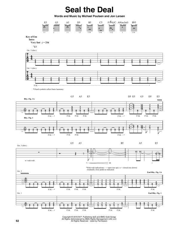 Volbeat Seal The Deal Musik Noten - Guitar Rhythm Tab - 173468-0