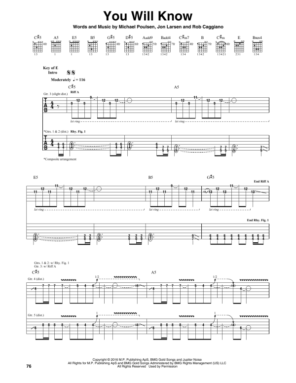 Volbeat You Will Know Musik Noten - Guitar Rhythm Tab - 173469-0