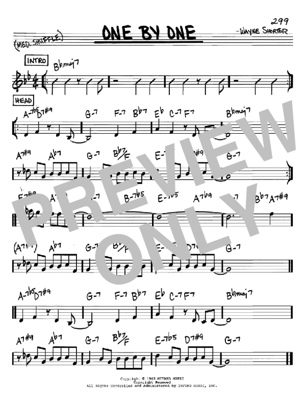 Wayne Shorter One By One Musik Noten - Real Book – Melody & Chords – C Instruments - 60289-0