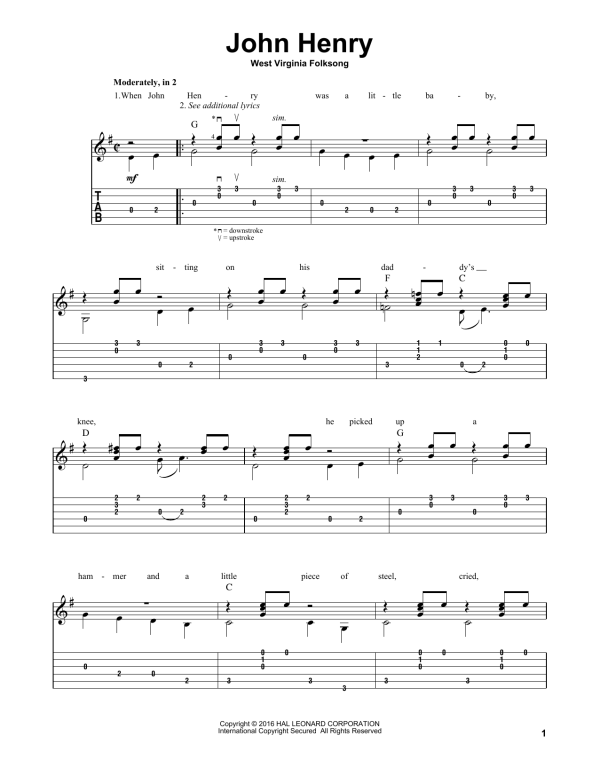 West Virginia Folksong John Henry (arr. Mark Phillips) Musik Noten - Solo Guitar - 167465-0