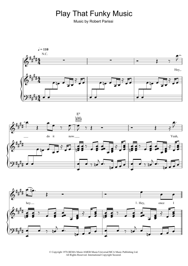 Wild Cherry Play That Funky Music Musik Noten - Piano, Vocal & Guitar Chords - 48118-0