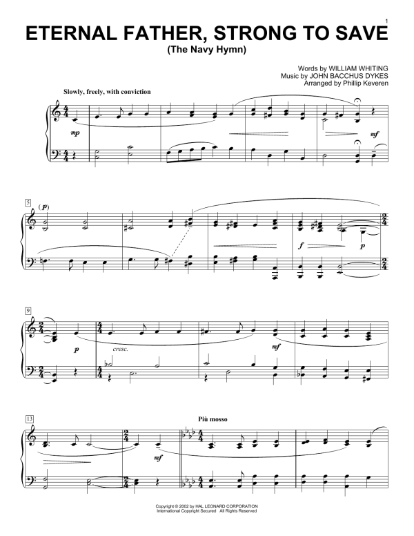 William Whiting Eternal Father, Strong To Save (arr. Phillip Keveren) Musik Noten - Piano Solo - 58295-0