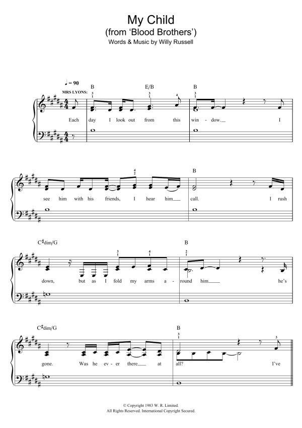 Willy Russell My Child (from Blood Brothers) Musik Noten - Easy Piano - 109619-0