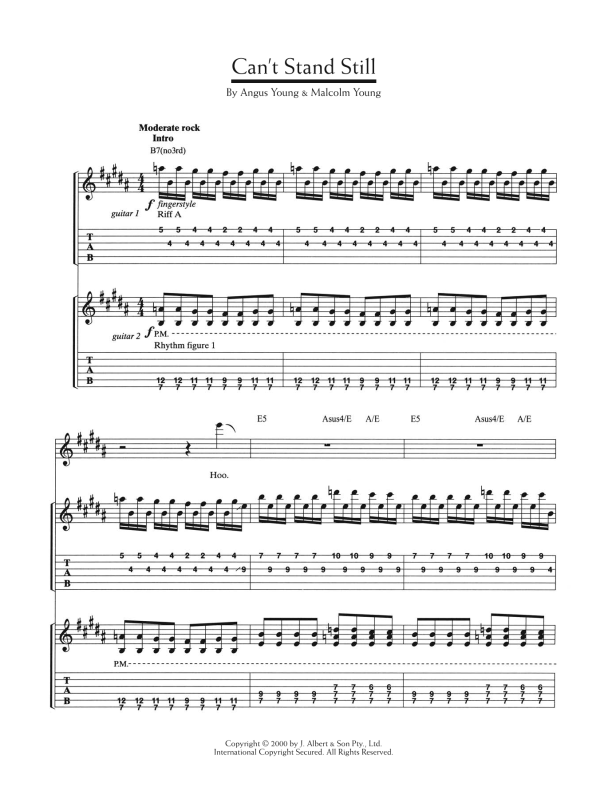AC/DC Can't Stand Still Musik Noten - Guitar Tab - 124046-0