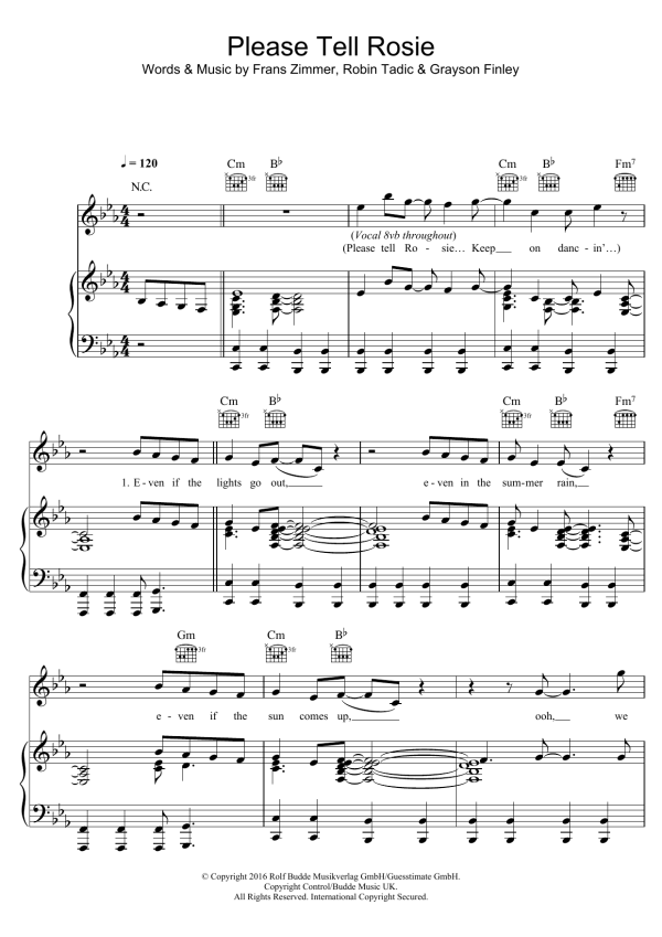 Alle Farben Please Tell Rosie Musik Noten - Piano, Vocal & Guitar Chords - 123577-0