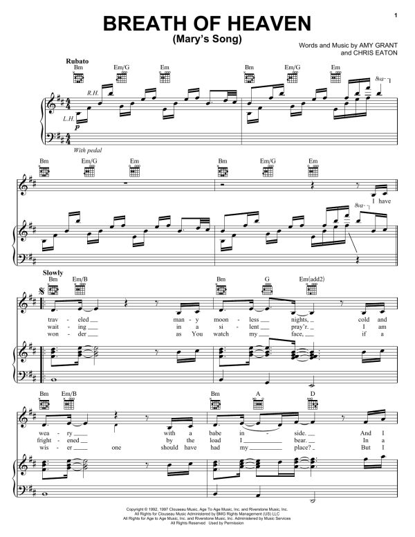 Amy Grant Breath Of Heaven (Mary's Song) Musik Noten - Lead Sheet / Fake Book - 173152-0