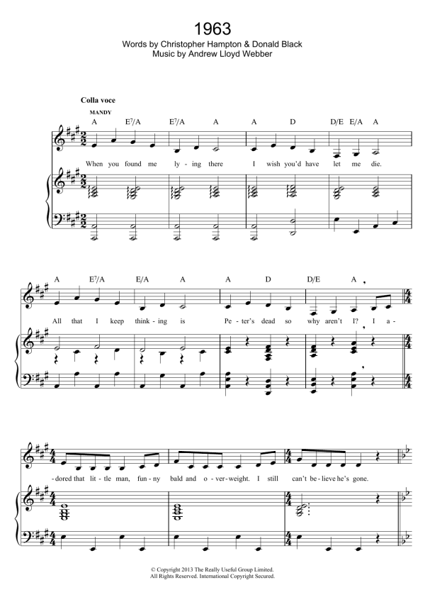 Andrew Lloyd Webber 1963 (from Stephen Ward) Musik Noten - Piano & Vocal - 120755-0