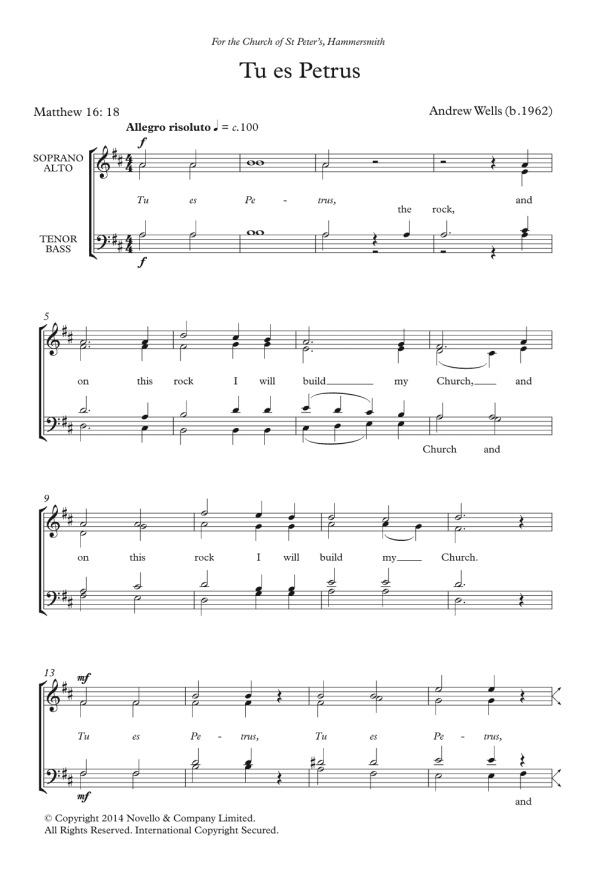Andrew Wells Tu Es Petrus Musik Noten - Choir - 121973-0