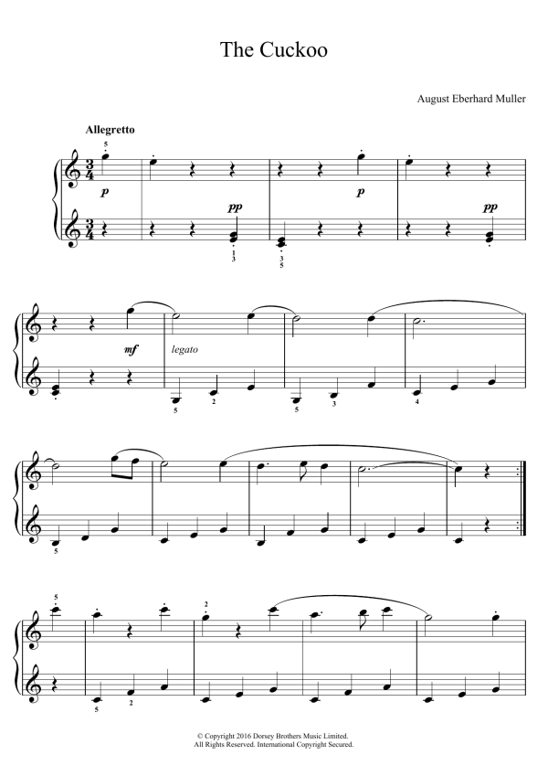 August Eberhard Muller The Cuckoo Musik Noten - Easy Piano - 123534-0