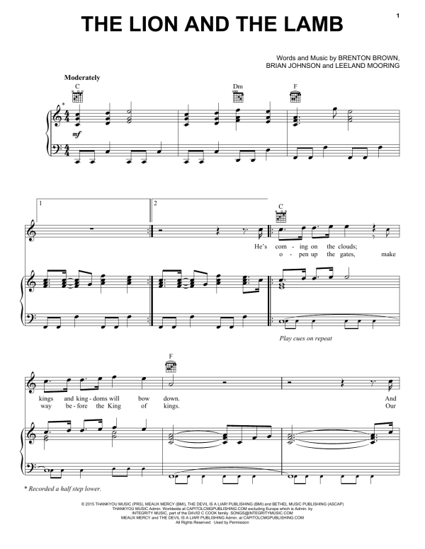 Big Daddy Weave The Lion And The Lamb Musik Noten - Piano, Vocal & Guitar Chords - 178460-0