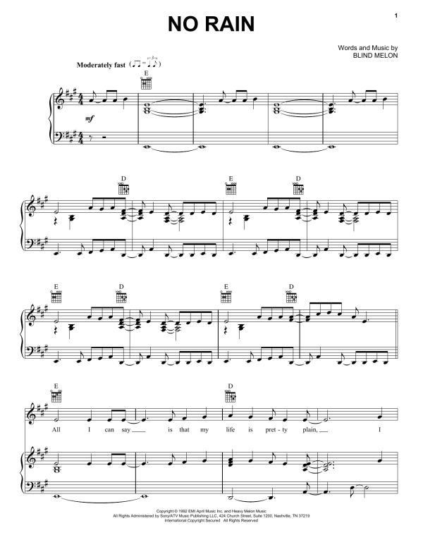 Blind Melon No Rain Musik Noten - Ukulele - 151896-0