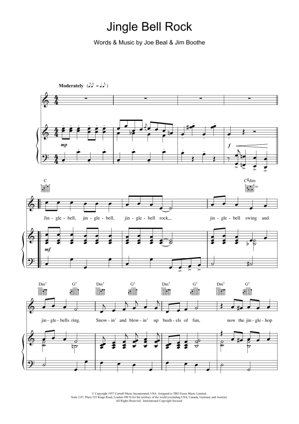 Bobby Helms Jingle Bell Rock Musik Noten - Ukulele Chords/Lyrics - 92776-0