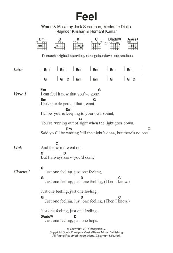 Bombay Bicycle Club Feel Musik Noten - Guitar Chords/Lyrics - 120913-0