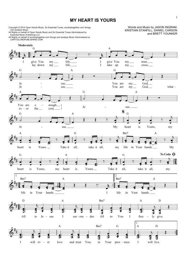 Brett Younker My Heart Is Yours Musik Noten - Lead Sheet / Fake Book - 178833-0