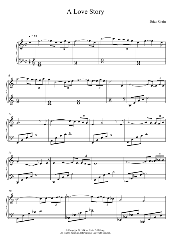 Brian Crain A Love Story Musik Noten - Piano Solo - 120706-0