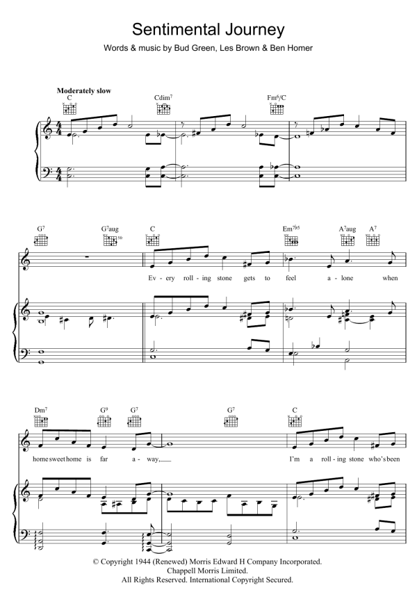 Buddy Greene Sentimental Journey Musik Noten - Piano, Vocal & Guitar Chords - 110762-0