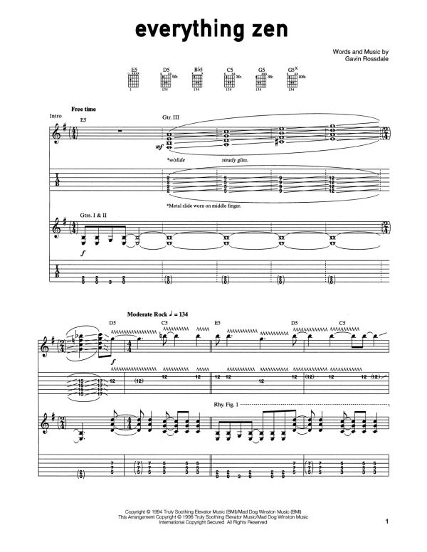 Bush Everything Zen Musik Noten - Guitar Tab - 162362-0