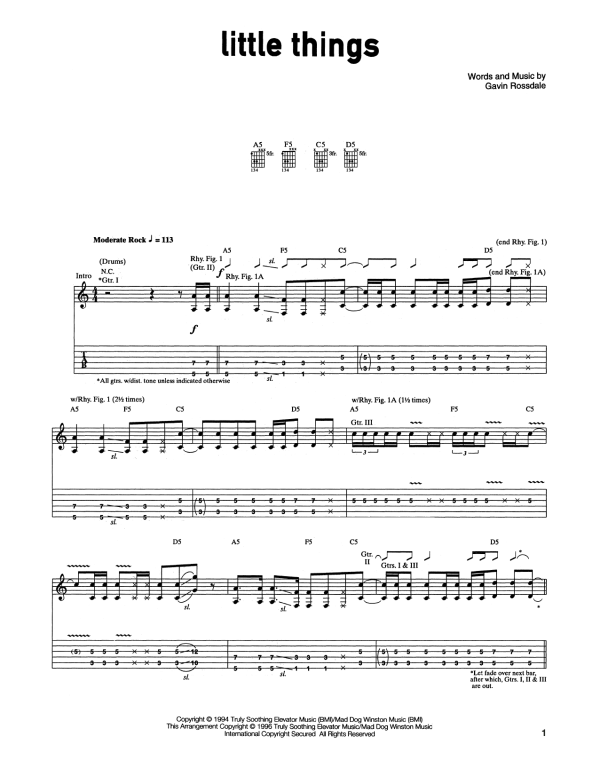 Bush Little Things Musik Noten - Guitar Tab - 162358-0