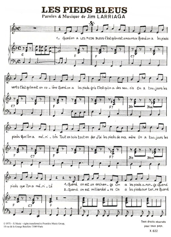 Carlos Les Pieds Bleus Musik Noten - Piano & Vocal - 119837-0