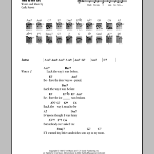 Carly Simon Back The Way Musik Noten - Guitar Chords/Lyrics - 153181-0