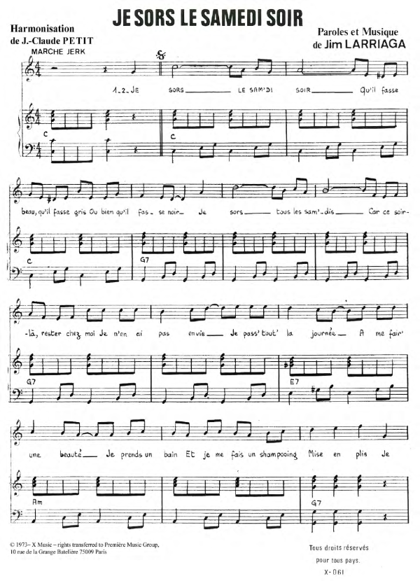 Charlotte Julian Je Sors Le Samedi Soir Musik Noten - Piano & Vocal - 119710-0