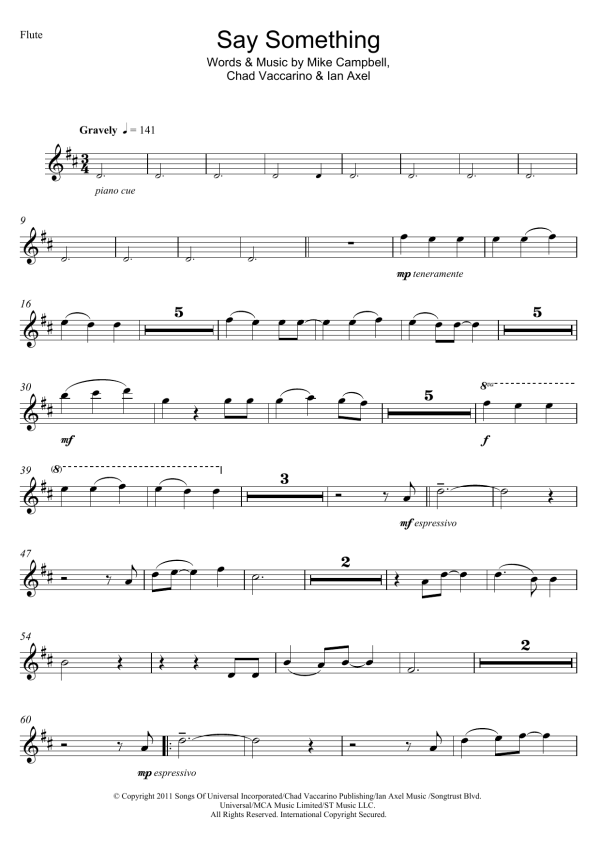 Christina Aguilera Say Something Musik Noten - Beginner Piano - 122096-0