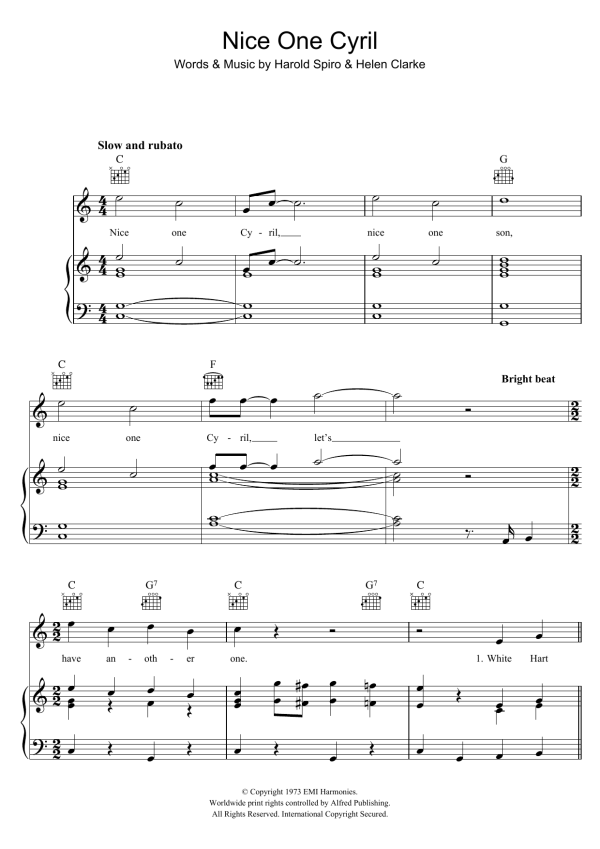 Cockerel Chorus Nice One Cyril Musik Noten - Piano, Vocal & Guitar Chords - 121240-0