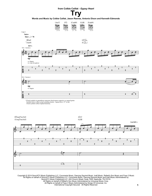Colbie Caillat Try Musik Noten - Guitar Tab - 158963-0