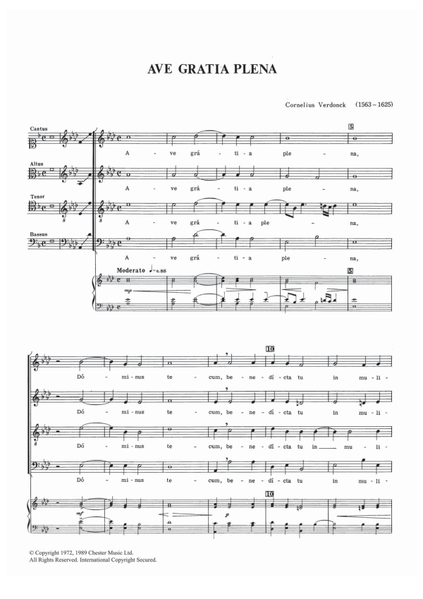 Cornelis Verdonck Ave Gratia Plena Musik Noten - SATB Choir - 121934-0