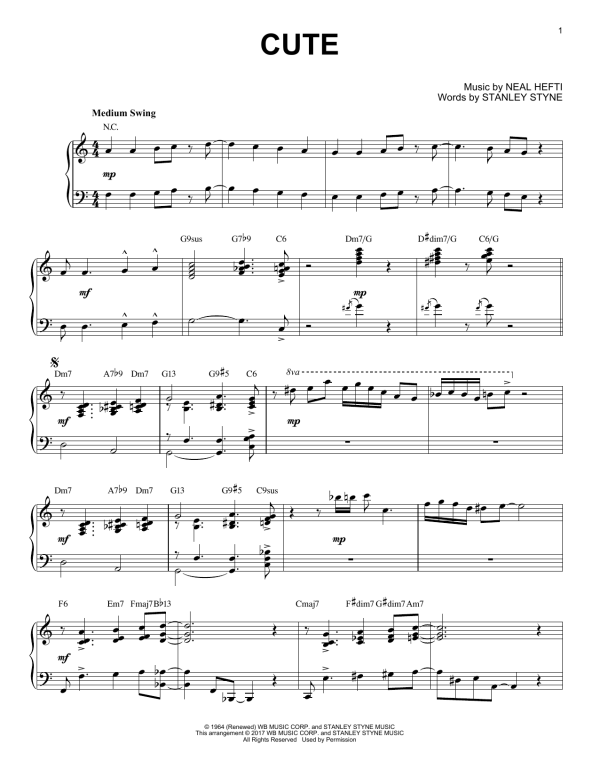 Count Basie Cute [Jazz version] Musik Noten - Piano Solo - 178393-0