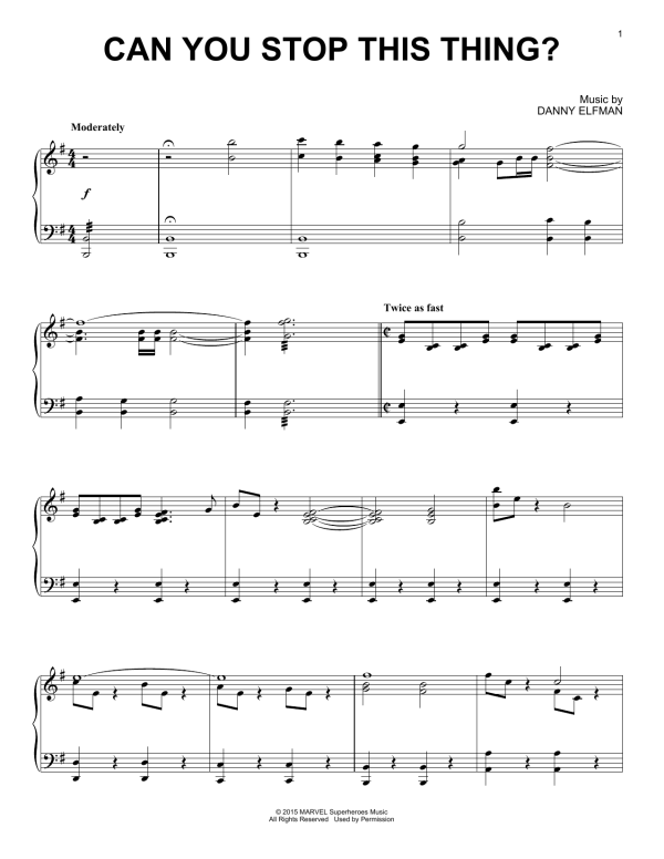 Danny Elfman Can You Stop This Thing? Musik Noten - Piano Solo - 161212-0