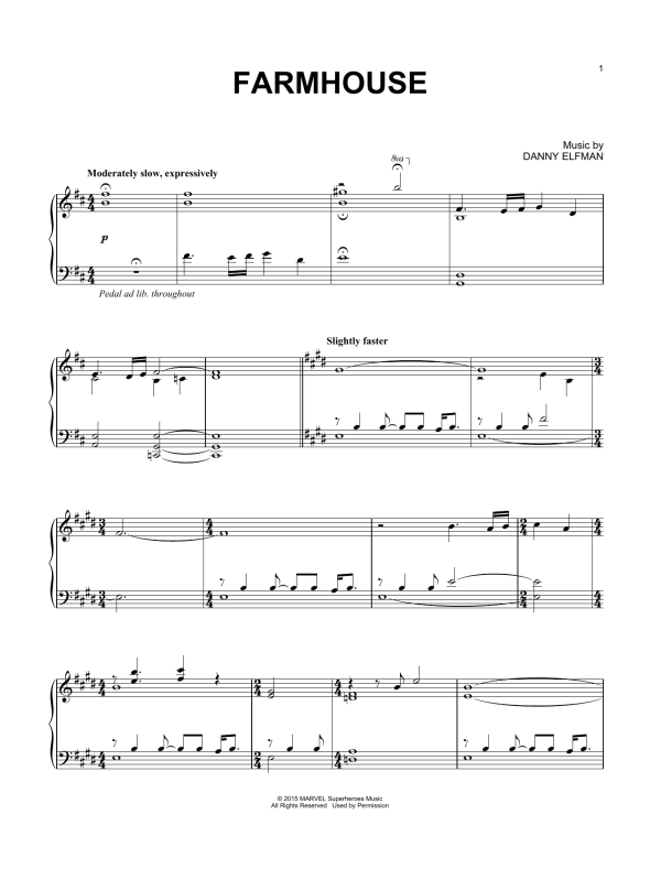 Danny Elfman Farmhouse Musik Noten - Piano Solo - 161208-0