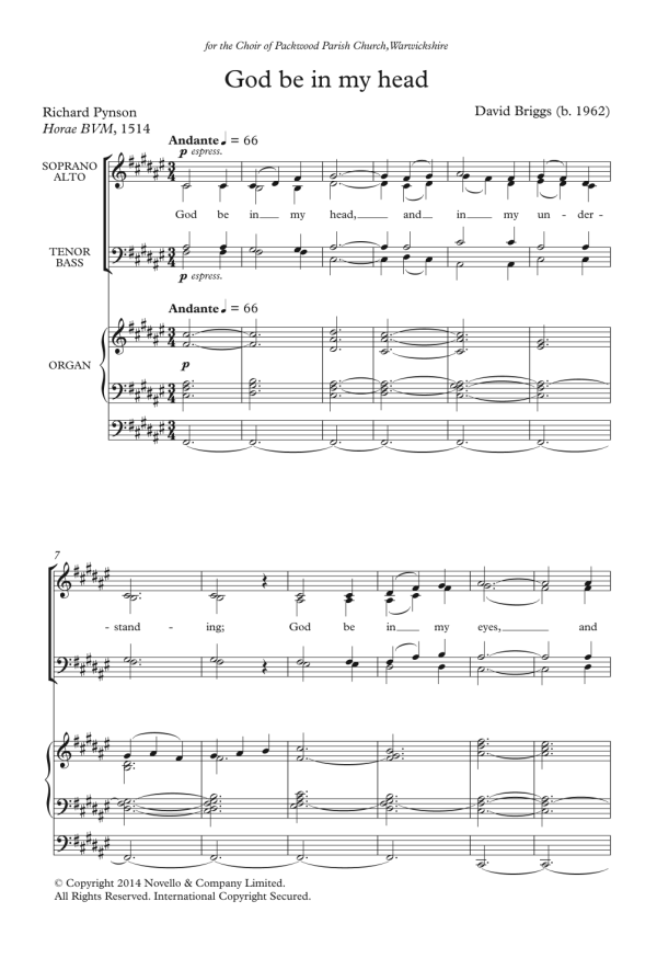 David Briggs God Be In My Head Musik Noten - Choir - 122015-0