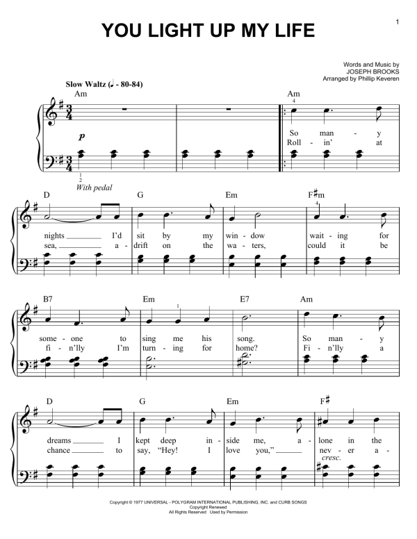 Debby Boone You Light Up My Life (arr. Phillip Keveren) Musik Noten - Easy Piano - 152956-0